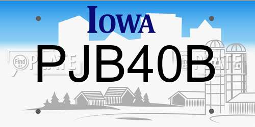 PJB40B Iowa License Plate