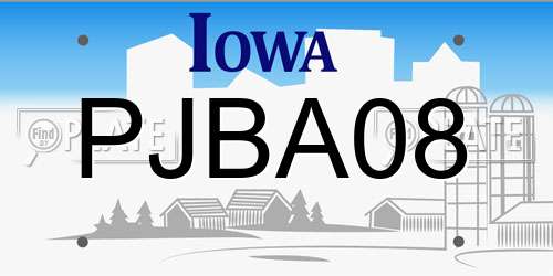 PJBA08 Iowa License Plate