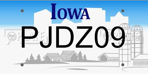 PJDZ09 Iowa License Plate