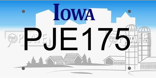 PJE175 Iowa License Plate