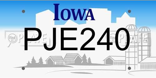 PJE240 Iowa License Plate