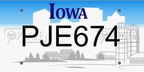 PJE674 Iowa License Plate