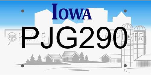 PJG290 Iowa License Plate