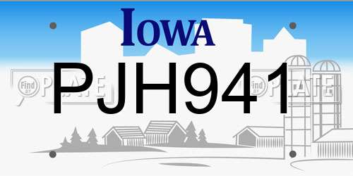 PJH941 Iowa License Plate