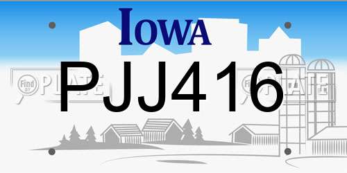 PJJ416 Iowa License Plate