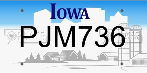 PJM736 Iowa License Plate