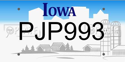 PJP993 Iowa License Plate