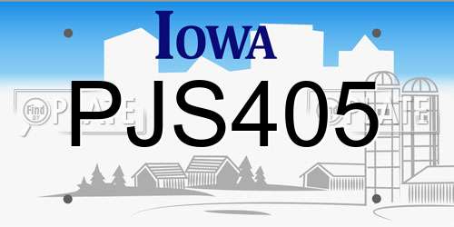 PJS405 Iowa License Plate