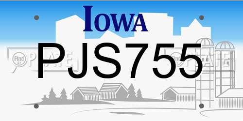 PJS755 Iowa License Plate
