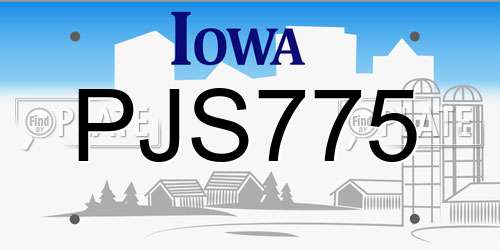 PJS775 Iowa License Plate