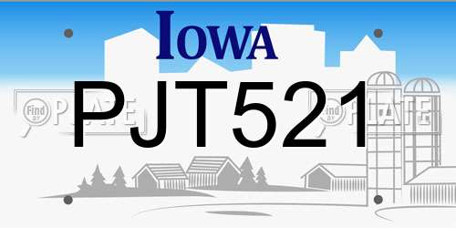 PJT521 Iowa License Plate