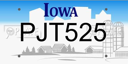 PJT525 Iowa License Plate