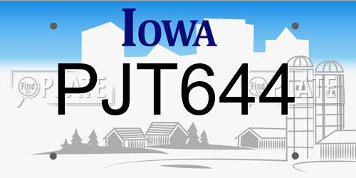 PJT644 Iowa License Plate