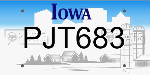 PJT683 Iowa License Plate