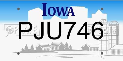 PJU746 Iowa License Plate