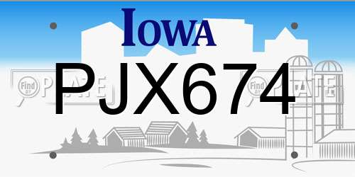 PJX674 Iowa License Plate