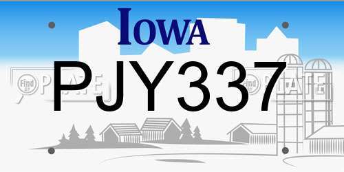 PJY337 Iowa License Plate