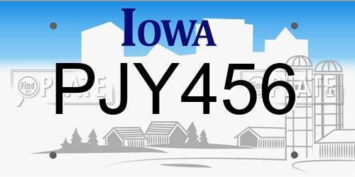 PJY456 Iowa License Plate