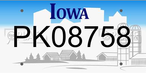 PK08758 Iowa License Plate