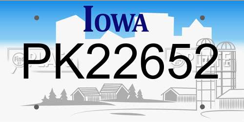 PK22652 Iowa License Plate