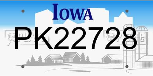 PK22728 Iowa License Plate