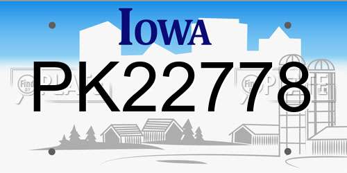 PK22778 Iowa License Plate