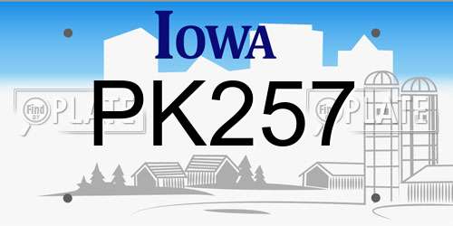 PK257 Iowa License Plate