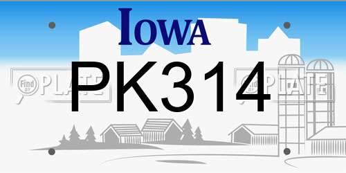 PK314 Iowa License Plate