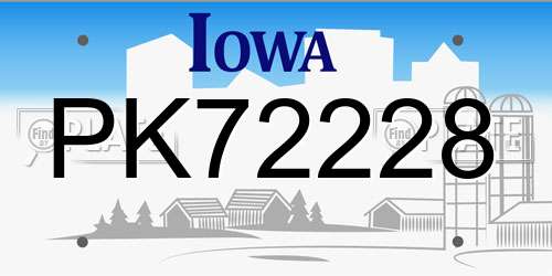 PK72228 Iowa License Plate