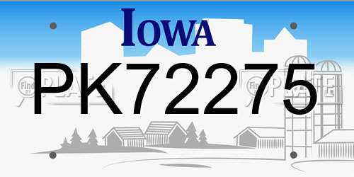 PK72275 Iowa License Plate