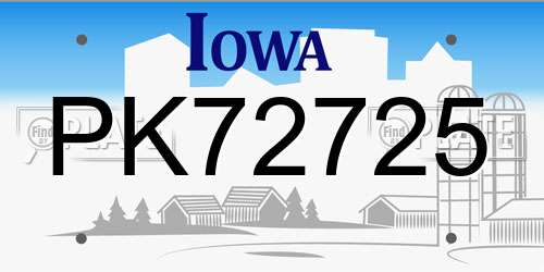 PK72725 Iowa License Plate