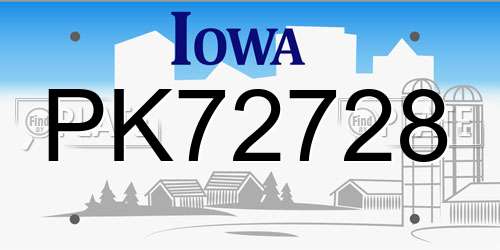 PK72728 Iowa License Plate