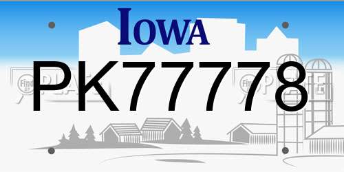 PK77778 Iowa License Plate