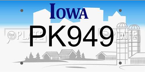 PK949 Iowa License Plate