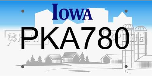 PKA780 Iowa License Plate