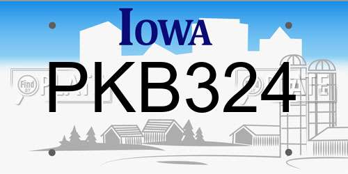 PKB324 Iowa License Plate