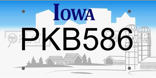 PKB586 Iowa License Plate