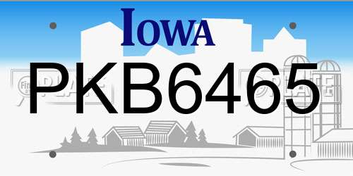 PKB6465 Iowa License Plate