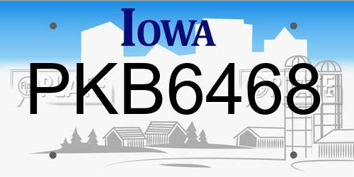 PKB6468 Iowa License Plate