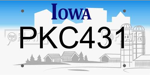 PKC431 Iowa License Plate