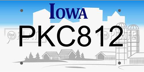 PKC812 Iowa License Plate