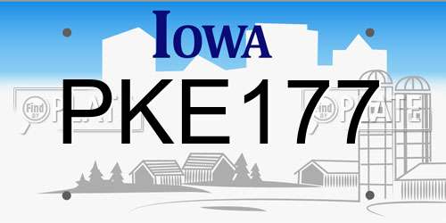 PKE177 Iowa License Plate