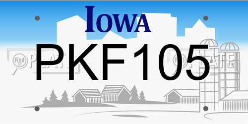 PKF105 Iowa License Plate