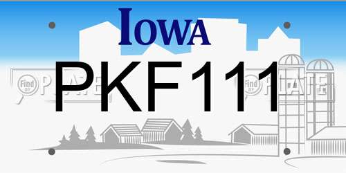 PKF111 Iowa License Plate