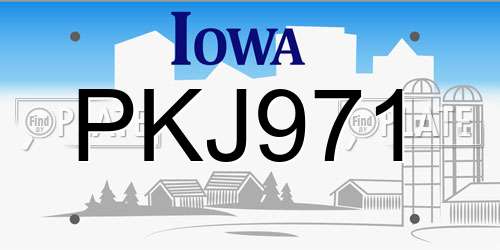 PKJ971 Iowa License Plate
