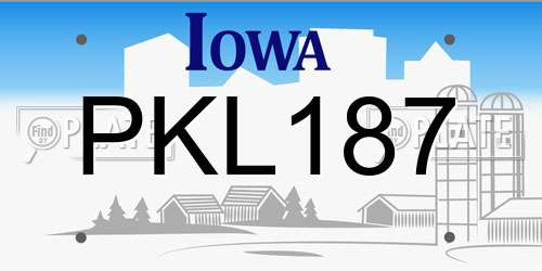 PKL187 Iowa License Plate