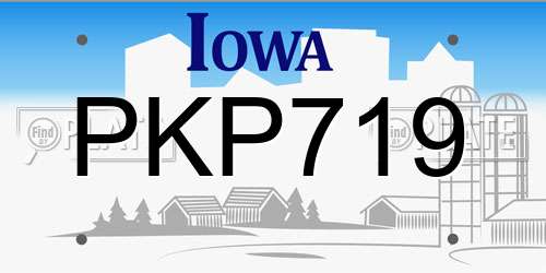 PKP719 Iowa License Plate