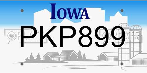 PKP899 Iowa License Plate