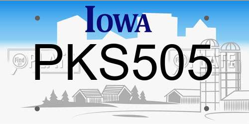 PKS505 Iowa License Plate