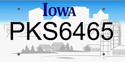 PKS6465 Iowa License Plate